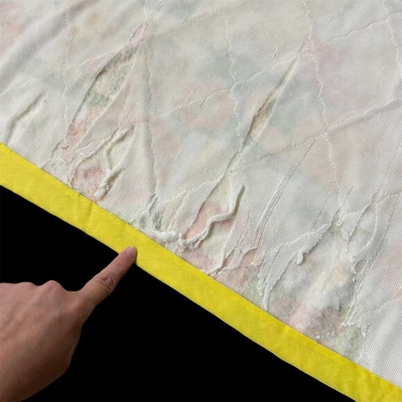 Vintage 1970s Kitschy Handmade Throw Blanket Flower Snail Yellow Orange AS IS - Picture 8 of 10